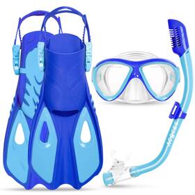 B0cr9rfkln Acqces Snorkeling Gear For Kids Ages 5-15 4 In 1 Mask Fins Snorkel Set With Hd Tempere