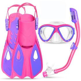 B0crb27q3x Acqces Snorkeling Gear For Kids Ages 5-15 4 In 1 Mask Fins Snorkel Set With Hd Tempere