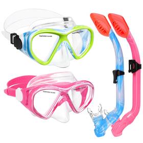 B0dnkgw7zv Acqces 2 Sets Snorkeling Gear For Kids Snorkel Set Ages 6-14 Dry Top