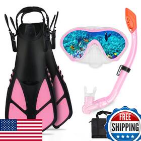 Aosdero B0bf51rvcw Kids Snorkeling Set Flippers Panoramic Snorkel Mask Dry Top