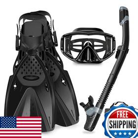 Aosdero B0bf56mz1z Mask Fins Snorkeling Gear For Adults Men Women Panoramic View Diving