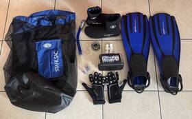 M1003 Aqua Lung Mares Tusa Stahlsac Snorkel Gear Complete Set