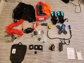 Aquarobo 4.5hr 819 Bcd Mask Fins Extra Octopus. Used 3 Dives For 6 Hours Total