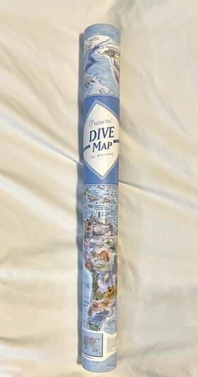 Awesome Maps 425753801187 World Dive Wall Map - Illustrated Rewritable Scuba Diving Of Sites