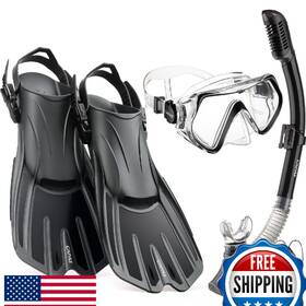 B0d546r1d4 Capas Snorkel Mask Fins Set Adults Travel Snorkeling Gear With Adjustable Strap