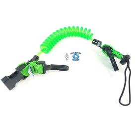 4854 Cetacea Scuba Stretch Diving Dive Coil Lanyard Quick Release Buckle Snaps Green