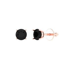 Clara Pucci Onyx B1earrings 783 14k Rose Gold Natural Stud Earrings With Push Back - Hypoallergenic 1 C