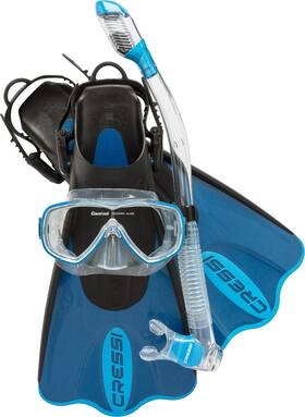 Cressi 022983105581 Palau Saf Snorkeling Set - Tempered Glass Snorkel Mask And Dry-top Snork
