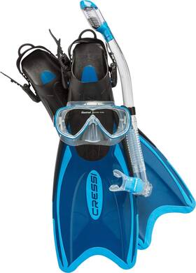 B00bchwn0a Cressi Palau Snorkeling Set Blue L/xl With Mask Snorkel And Fins - Dive Kit