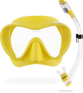B01n6l4oml Cressi F1 And Supernova Dry Mask Snorkel Kit Yellow Anti-fog Wide View