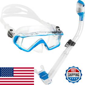 Cressi B0787b4sbl Pano 3 Supernova Dry Mask Snorkel Kits Clear/blue