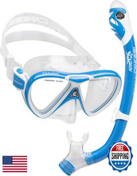 B07l26s933 Cressi Ocean Kid Mask And Snorkel Kits Blue/white