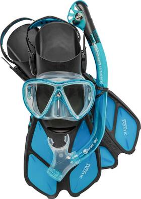 B07spy4gnq Cressi Bonete Pro Dry Mask Snorkel Fins Set - Translucent Aquamarine S/m
