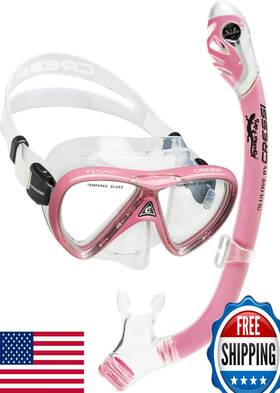 B08yh1f8sb Cressi Ocean Junior Dry Mask And Snorkel Kits Clear/pink