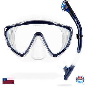 B0d96rz2gb Cressi Tino And Scilla Mask Snorkel Set - Clear/navy For Adults