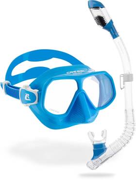 B0d9wrbj1f Cressi Rombo Mini Dry Mask Snorkel Kit Azure/clear - Kids