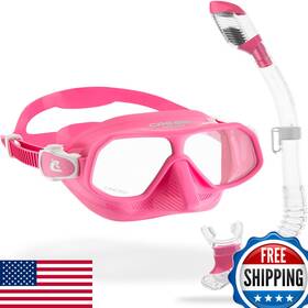 Cressi B0d9wt5xq6 Rombo Mini Dry Mask Snorkel Kits Pink/clear