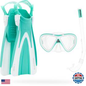 B0fhkls5rz Cressi Seashell Seekers Set Snorkeling Sets Aqua Green/white S/m Se279132