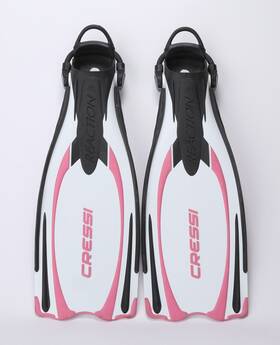 Be096438 Cressi Reaction Open Heel Fins With Bungee Straps X-small / Small White Pink