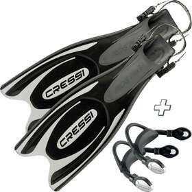 Bf215544 Cressi Frog-plus Fins With Bungee Straps Large/x-large Black