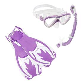 Se264131 Cressi Rocks Pro Snorkel Set For Kids S/m Lilac/white