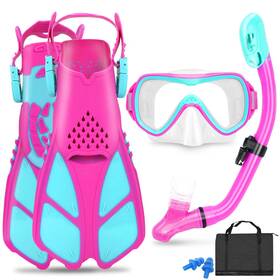 B0f6tlld6f Fosdero Kids Snorkel Set Mask Fins-panoramic Maskdry Top