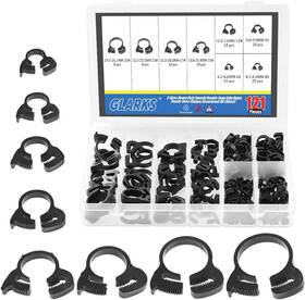 Glarks 445020631699 121pcs 8 Size Heavy Duty Black Double Gripping Nylon Hose Clamps Set 6.1