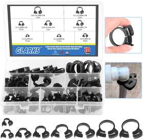 Glarks 445047084010 70pcs 8 Size Heavy Duty Black Double Gripping Nylon Hose Clamps Set 6.6-27.2mm