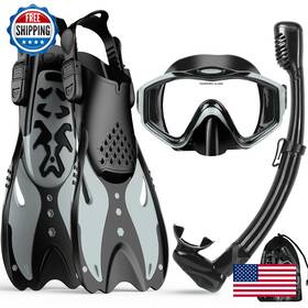 B0bydh8tv9 Kuyou Adult Snorkel Set Mask Dry And Fins. Wide View Anti-fog Travel