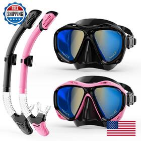 B0f2mr7yz9 Melumilu Snorkeling Gear 2pack Adult Dry Snorkel Set Blue Electroplated 18