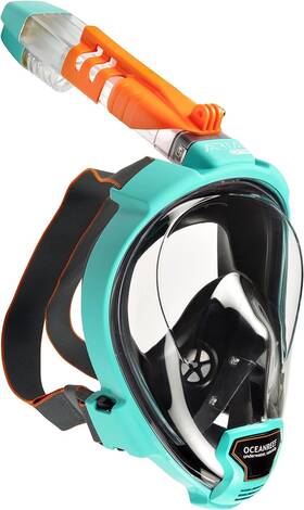 B08y5n1tnm Ocean Reef Aria Qr Full Face Snorkel Mask 180 View Quick Release S/m Teal