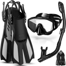 B07mv1zl2b Odoland Snorkel Set With Dry Top Diving Mask Adjustable Fins And Mesh Bag - 80 Char