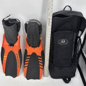 Df-148704l Omega Aquatics Large Amphibian Flip Fin 9/11 Black/orange - Great Condition
