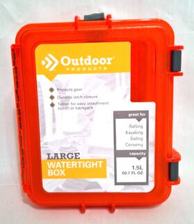 62151 Outdoor Products Large Orange Watertight Box Camping Canoeing Fishing Waterproof