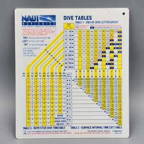 30033 Padi Vintage Plastic Recreational Dive Planner Table Card Scuba 1989