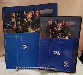 79301-70859 Padi Night Diver Manual Diving Dvd Scuba Pencil Writing On Review Pages