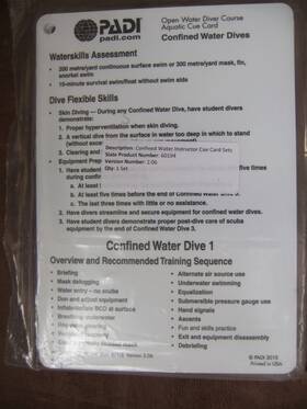 Pdi60194 Padi Confined Water Aquatic Cue Card Set Of 6