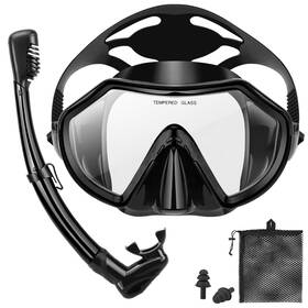 B0br2kycnb Piyazi Adult Snorkel Set Dry Anti-fog Mask Hd Panoramic View Ear Plugs