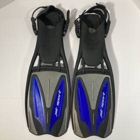 25.332.400 Scubapro Jet Sport Full Foot Fins Size Medium Blue Scuba Diving Snorkeling Gear