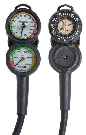 060001200 Seac 887728102281 Sub Console 3 Pressure Depth Gauge And Compass Red One Size