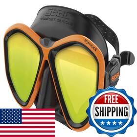 Seac B0dk3f7p95 Symbol Made In Italy Diving Mask Two Lenses And 3d Buckle Ls Black/orange