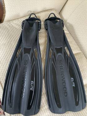 Fn730bk Sherwood Elite Scuba Diving Fins Snorkeling Size Xs 5-6 Black