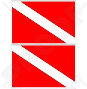 Stickersworld 091179782548 Scuba Diving Flag Dive Down Diver 3 Inch 75mm Vinyl Bumper Stickers Decals X2