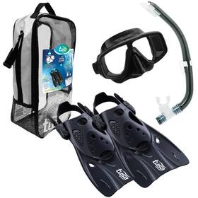 B0721tx9w9 Tusa Sport Adult Platina Hyperdry Mask Snorkel Fins Travel Set Black Medium