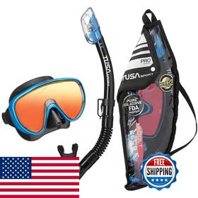 Tusa B07wh4c9ts Sport Adult Serene Mask And Snorkel Combo Black/fishtail Blue Mirrored