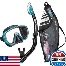 Tusa B07wn6v2h8 Sport Adult Serene Mask And Snorkel Combo Black/ocean Greenuc-1625pqb-og