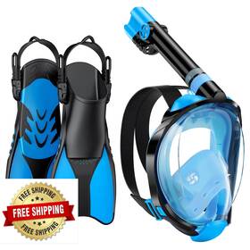 B0bzwlc5h8 W Wstoo Full Face Snorkel Mask And Fins Set With Camera Mount Dry Top