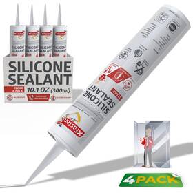 Xf-ssc101p4 Xfasten Clear Silicone Caulk Neutral Cure 10.1 Oz 4-pack 40.4