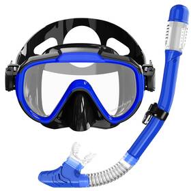 B0c8mxwr88 Zipoute Snorkel Kids Dry Top Set Anti-fog Panoramic Lens - Dark Blue