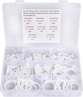 0528bskk8z60p Zovfam 60 Pcs Heavy Duty Snap Grip Hose Clamps 8 Kinds White Double Gripping Nylon